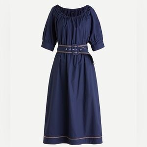 J. Crew Navy Scoopneck Poplin Mini Dress